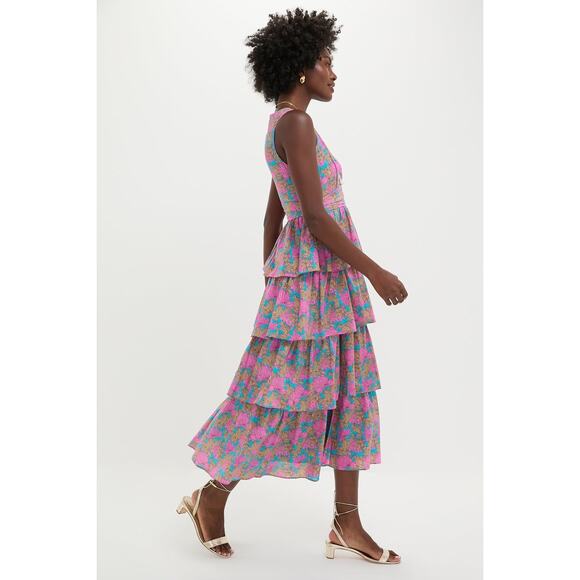 HYACINTH HOUSE Brilliant Pink Floral Bonnie Midi Dress Size S NWT - Picture 4 of 8